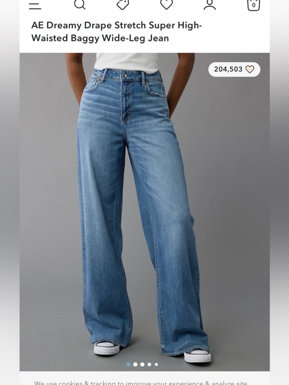 AE Dreamy Drape Stretch Super High-Waisted Baggy Wide-Leg Jean